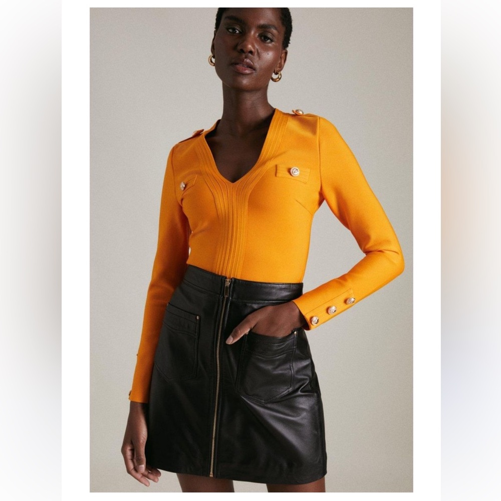 Karen Millen Orange Long Sleeve Top